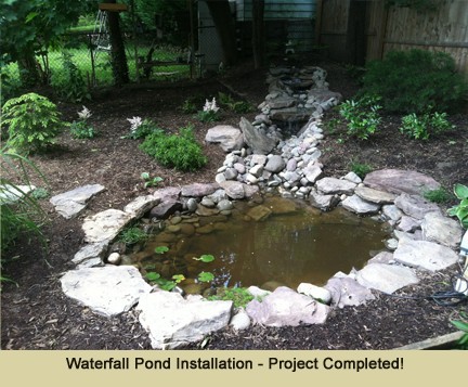 Waterfall Pond Installation - Project Completed