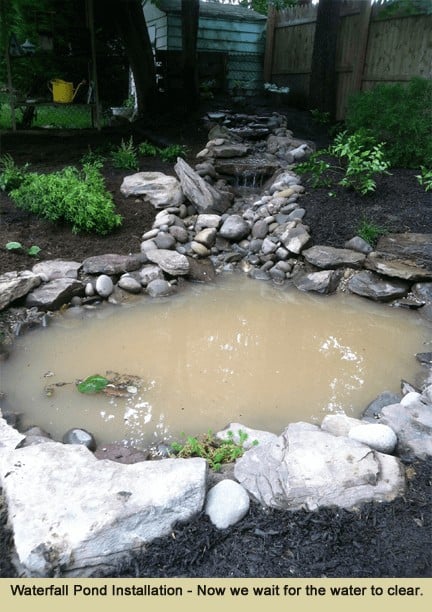 Waterfall Pond Project -Now we wait for the water to clear