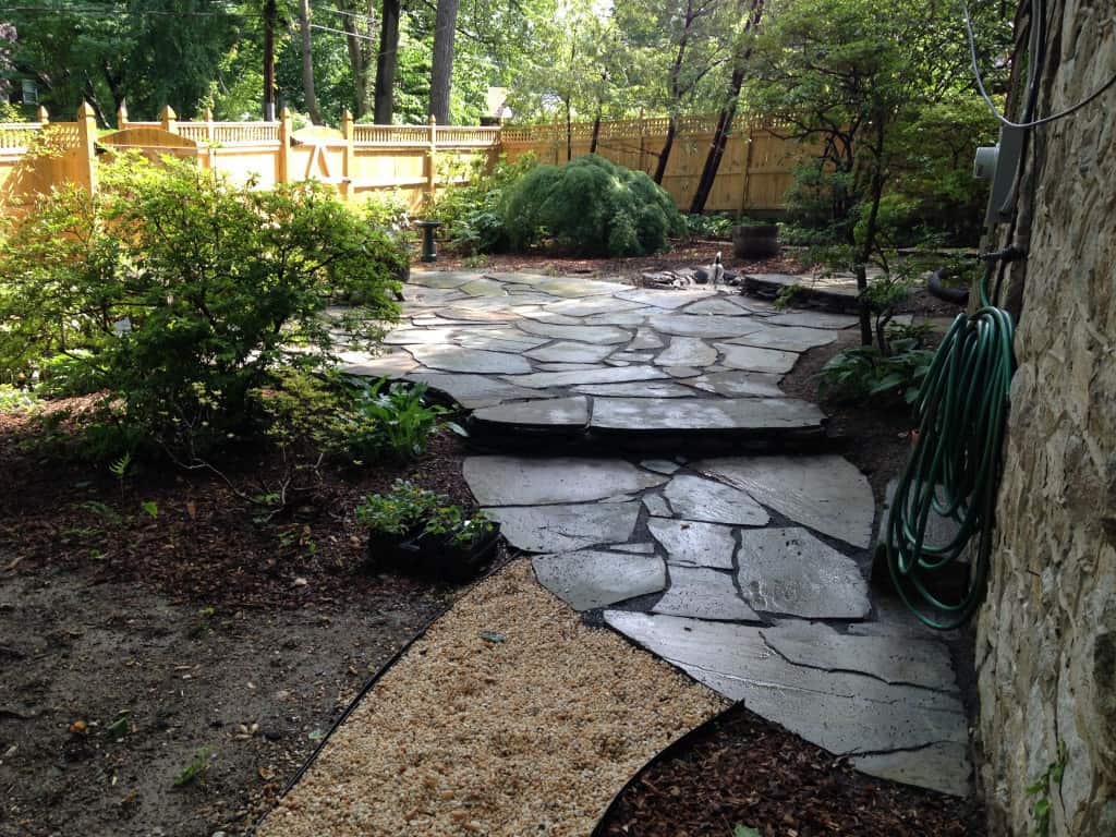 New flagstone patio and walkways