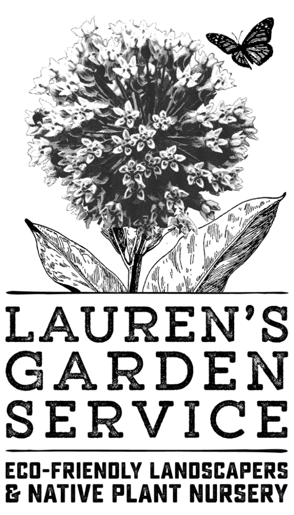 Laurens Garden Service logo milkweed vertical black Laurens Garden Service logo milkweed vertical black