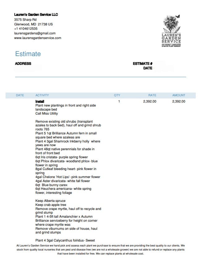 sample estimate Page 1