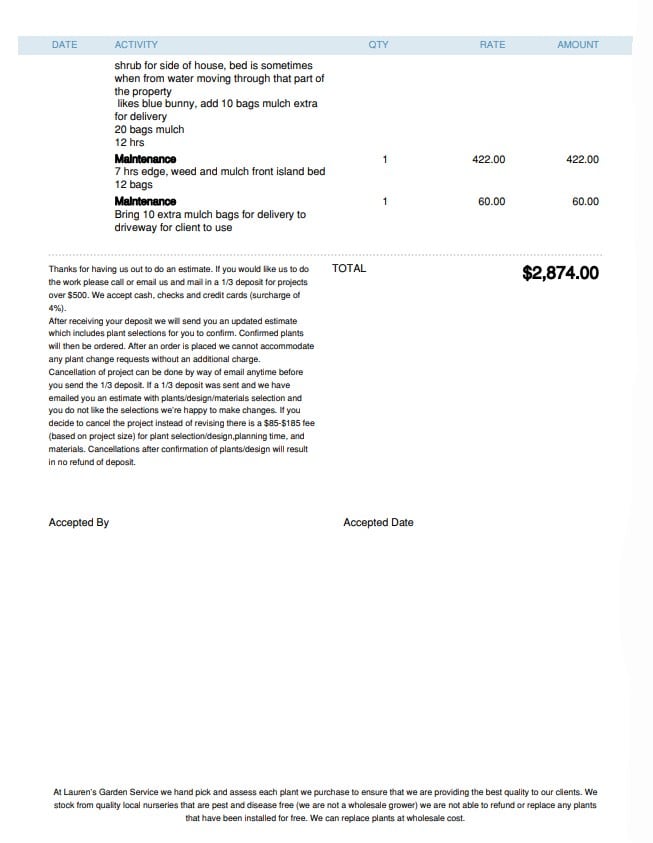 sample estimate page 2