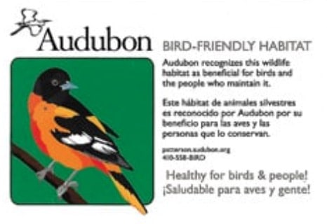 Audubon Bird Friendly Habitat