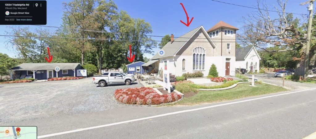 Westwood Church- red arrows indicate space for rent Westwood Church